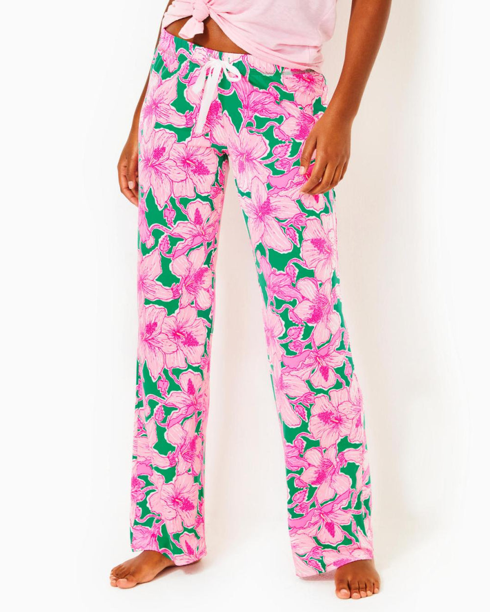 Lilly Pulitzer 30.5" Pajama Knit Pant Kelly Green Hibis Kiss | Women Loungewear