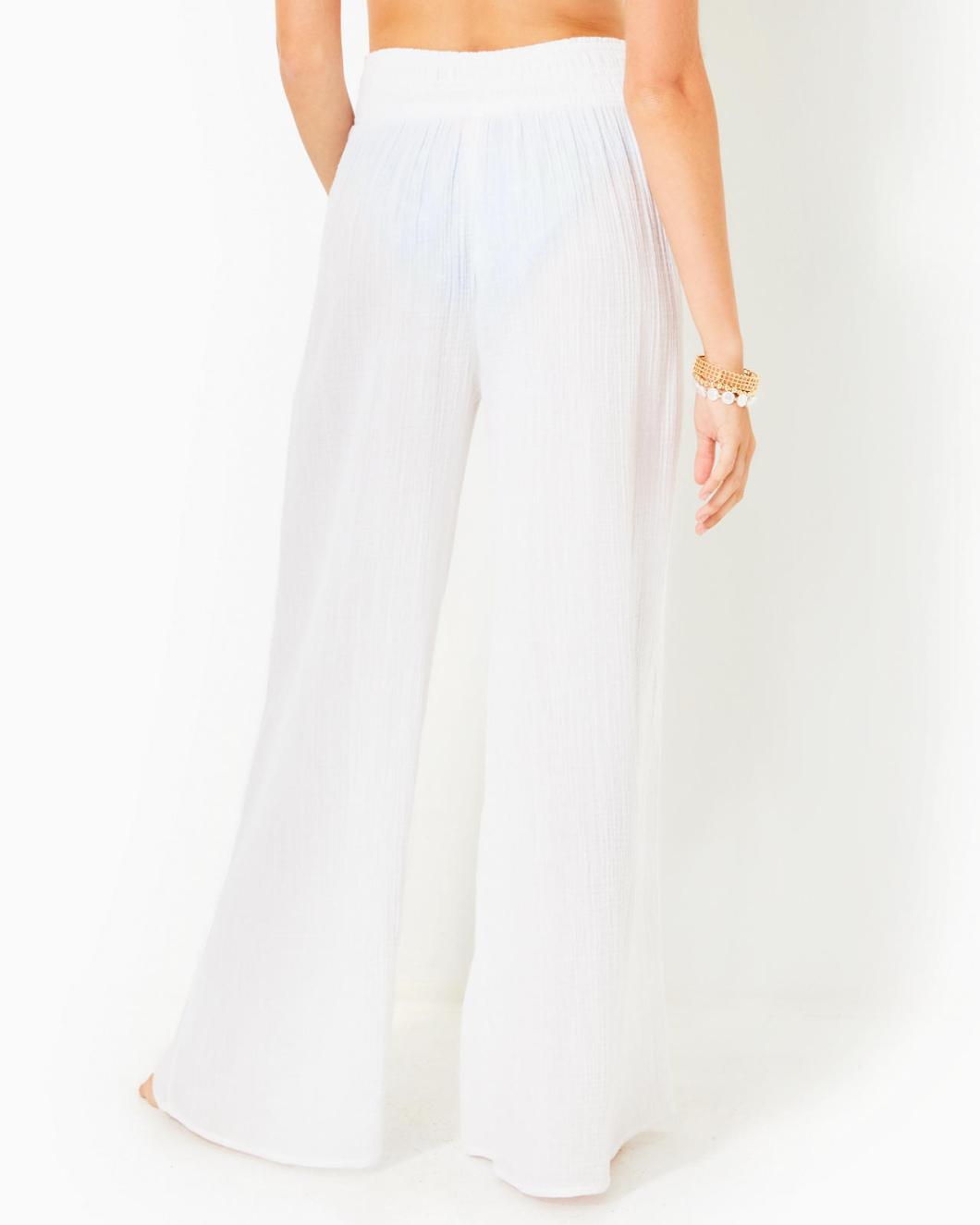 Lilly Pulitzer 30" Enzo Cotton Cover-Up Pant Resort White | Women Cover-Ups