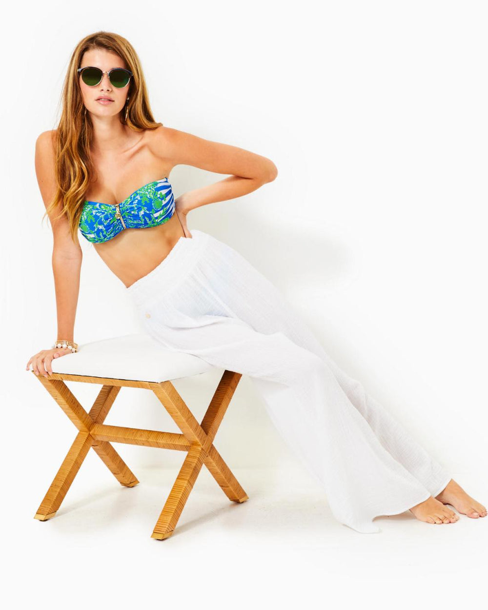 Lilly Pulitzer 30" Enzo Cotton Cover-Up Pant Resort White | Women Cover-Ups
