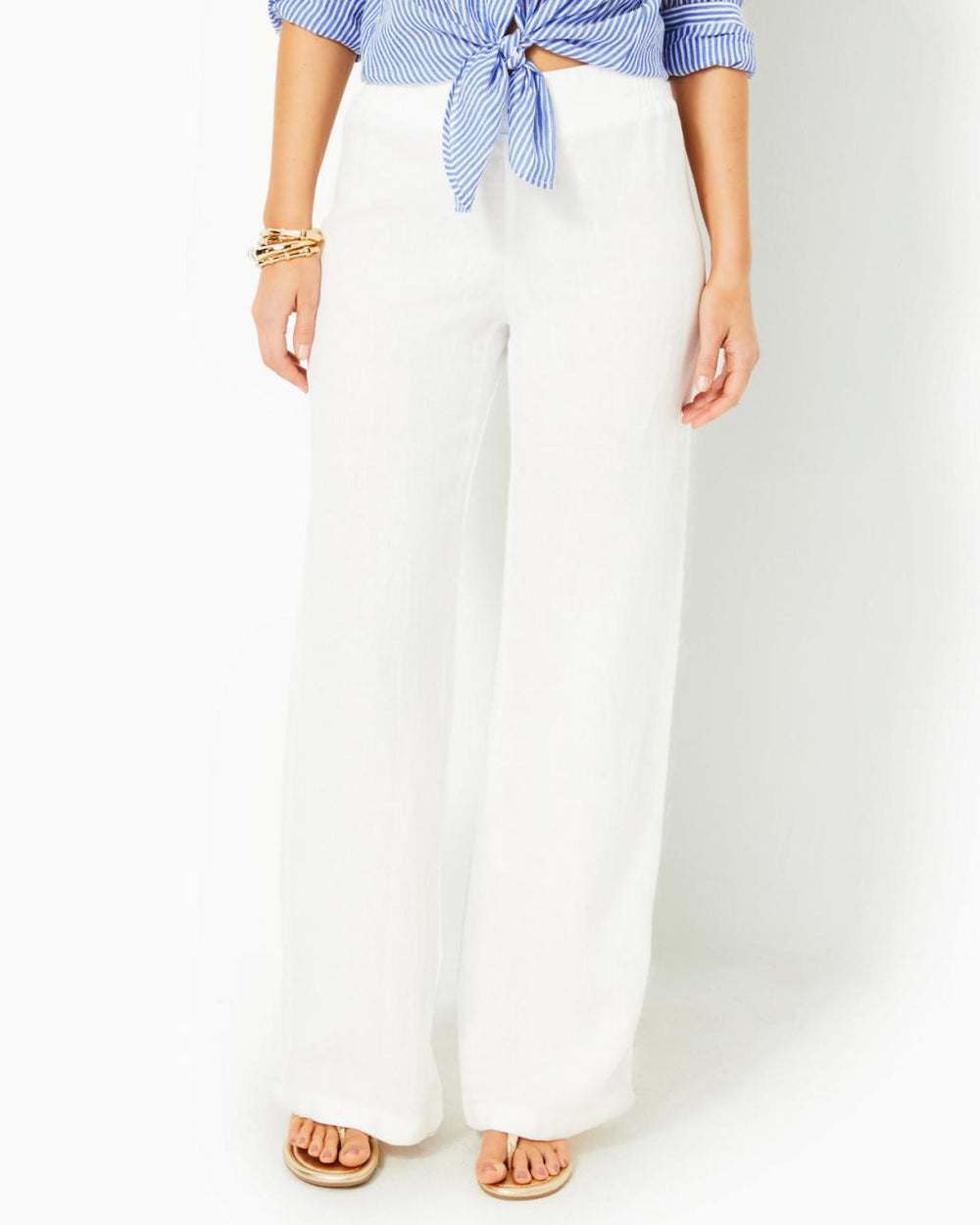 Lilly Pulitzer 31" Deri Linen Palazzo Pant Resort White | Women Bottoms
