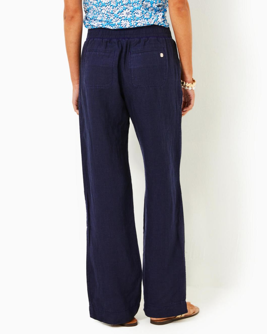 Lilly Pulitzer 31" Deri Linen Palazzo Pant True Navy X True Navy | Women Bottoms
