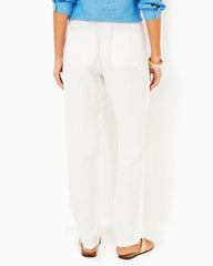 Lilly Pulitzer 31" Taron Mid Rise Linen Pant Resort White | Women Bottoms
