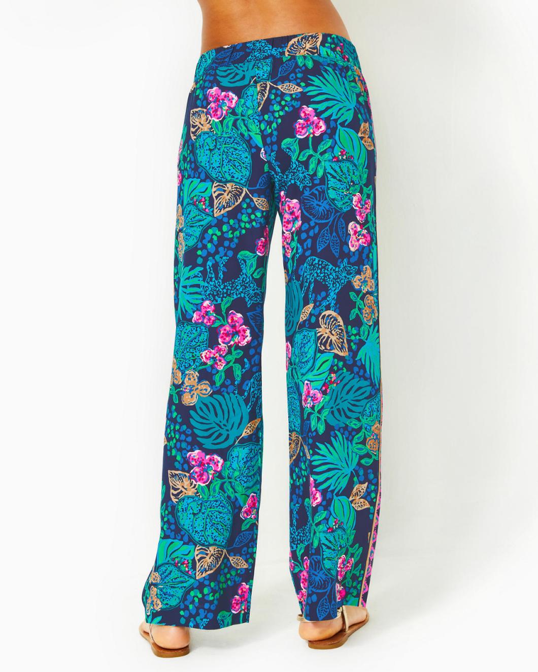 Lilly Pulitzer 32" Bal Harbour Palazzo Pant Low Tide Navy Life Of The Party Engineered Pant | Women Bottoms