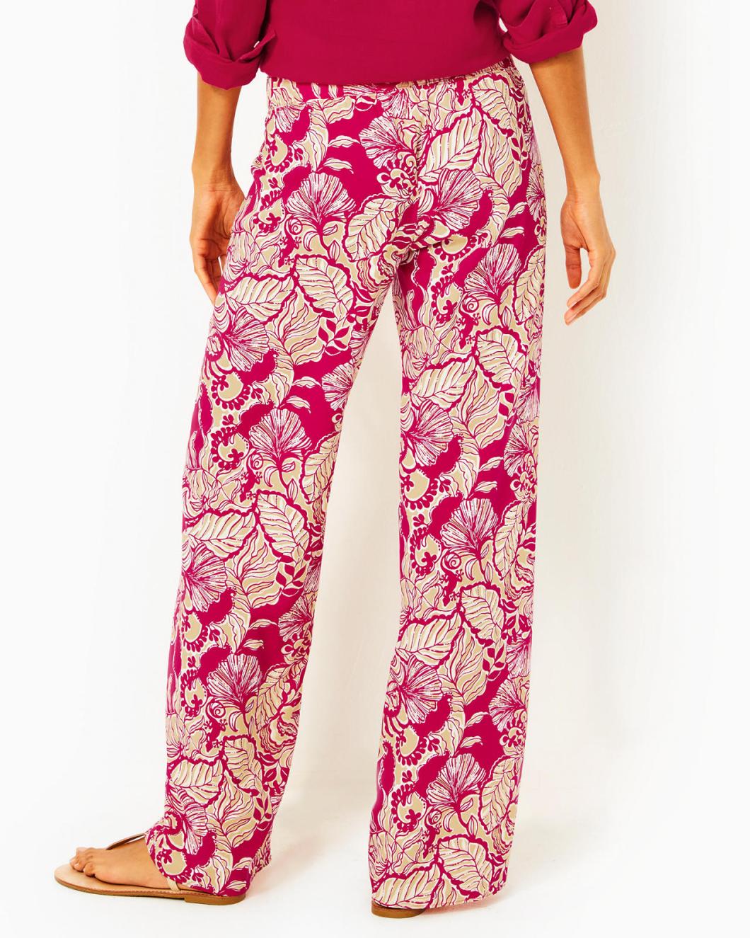 Lilly Pulitzer 32" Bal Harbour Palazzo Pant Poinsettia Red Island Vibes | Women Bottoms