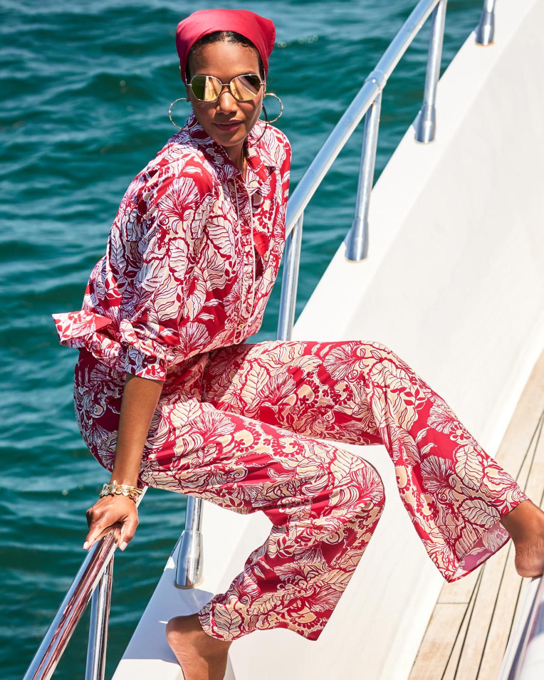 Lilly Pulitzer 32" Bal Harbour Palazzo Pant Poinsettia Red Island Vibes | Women Bottoms