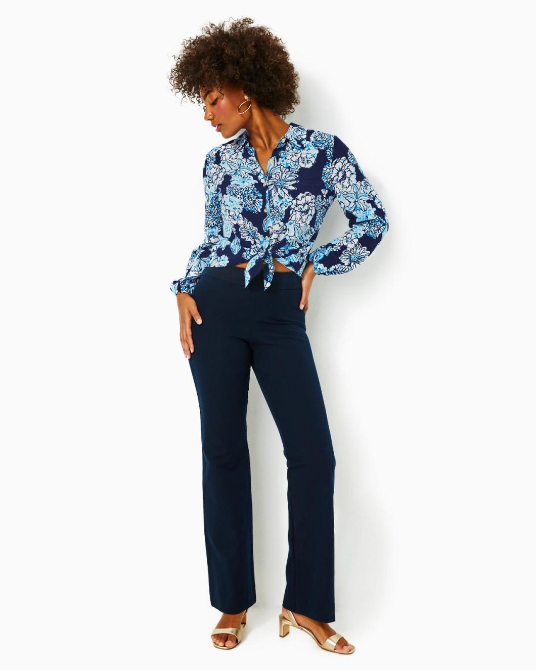 Lilly Pulitzer 33" Merrin Bi-Stretch Bootcut Pant Navy | Women Bottoms