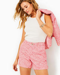 Lilly Pulitzer 5" Gretchen High Rise Short Amaryllis Red Fantasy Tweed | Women Bottoms