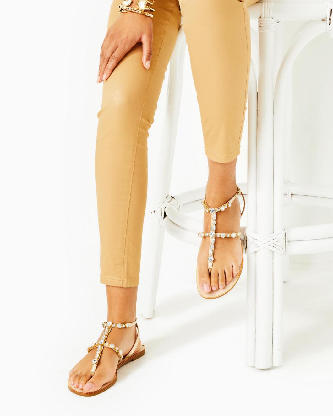 Lilly Pulitzer Abbi Leather Sandal Gold Metallic | Women Shoes