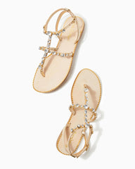 Lilly Pulitzer Abbi Leather Sandal Gold Metallic | Women Shoes