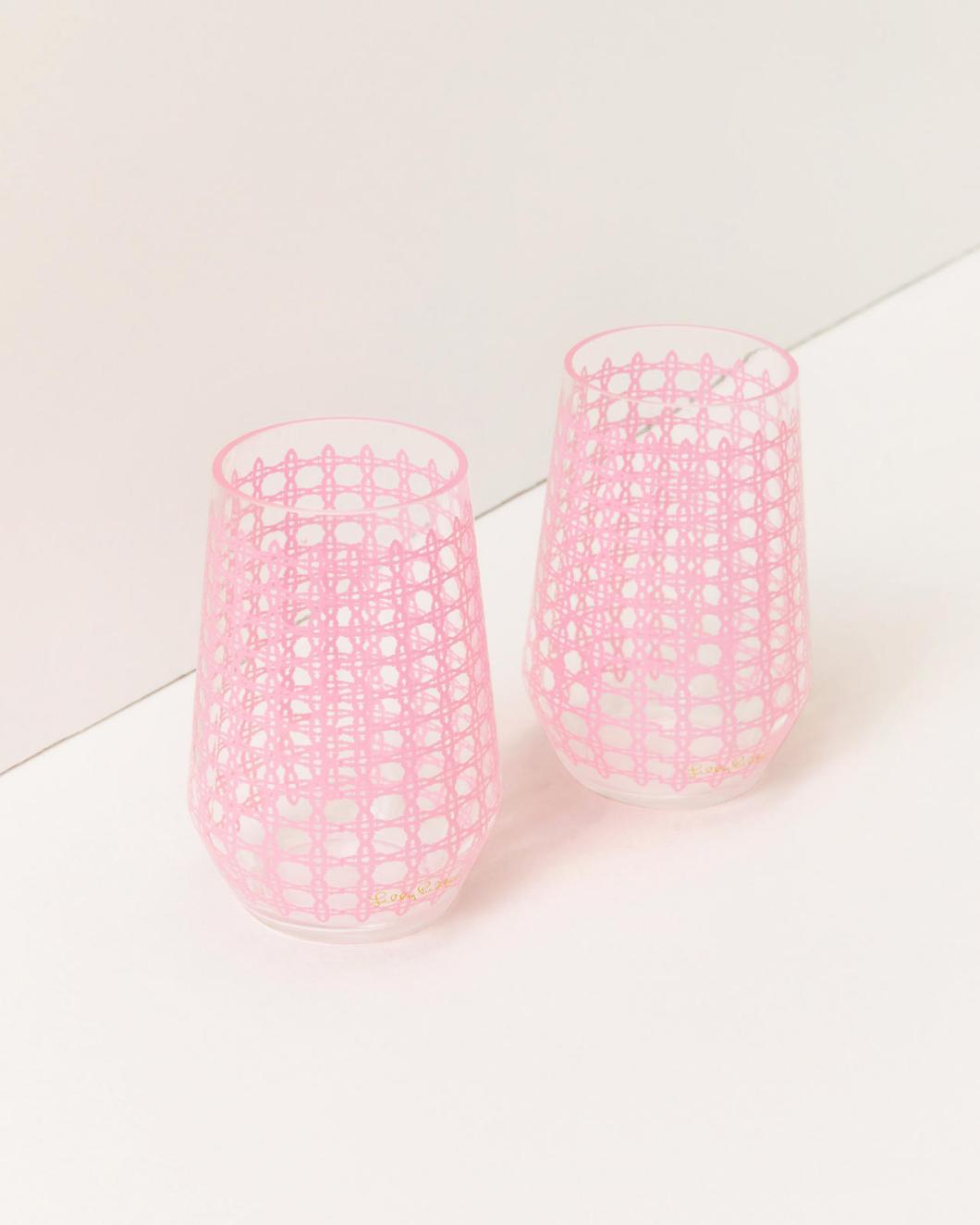 Lilly Pulitzer Acrylic Wine Glass Set Conch Shell Pink Caning | Women Tabletop