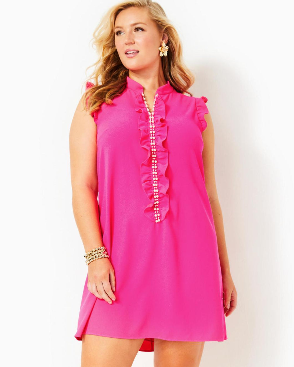 Lilly Pulitzer Adalee Shift Dress Pink Palms | Women A-Line/Easy Dresses