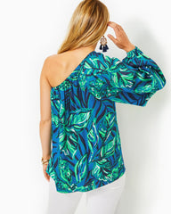 Lilly Pulitzer Adorlee One-Shoulder Top Indigo Breeze Shady Gators | Women Tops