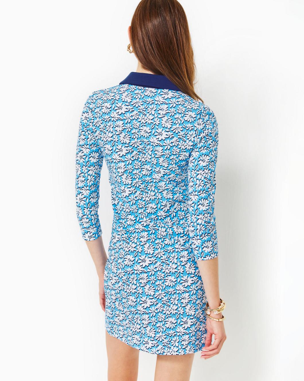 Lilly Pulitzer Ainslee 3/4 Sleeve Dress Lunar Blue Palm Beach Petals | Women Straight Dresses
