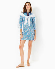 Lilly Pulitzer Ainslee 3/4 Sleeve Dress Lunar Blue Palm Beach Petals | Women Straight Dresses