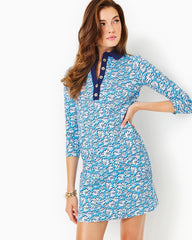 Lilly Pulitzer Ainslee 3/4 Sleeve Dress Lunar Blue Palm Beach Petals | Women Straight Dresses