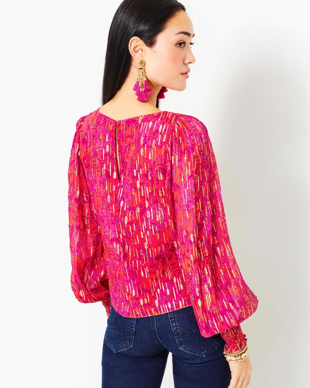 Lilly Pulitzer Alfreda Long Sleeve Top Amaryllis Red Secret Hideaway | Women Tops
