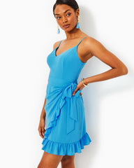 Lilly Pulitzer Alisa Wrap Dress Lunar Blue | Women Fitted Dresses