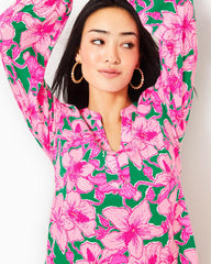 Lilly Pulitzer Alyssa A-Line Cotton Dress Kelly Green Hibis Kiss | Women A-Line/Easy Dresses