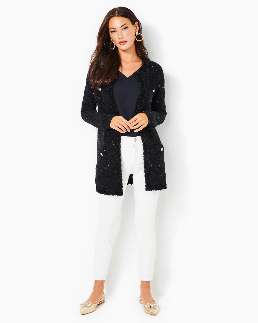 Lilly Pulitzer Amal Cardigan Black Metallic | Women Tops