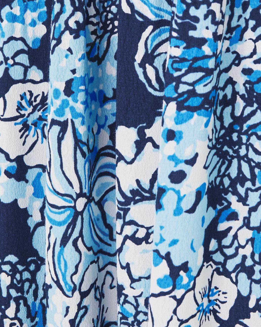 Lilly Pulitzer Ameilia Elbow Sleeve Midi Dress Low Tide Navy Bouquet All Day Engineered Woven Dress | Women A-Line/Easy Dresses