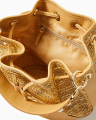 Lilly Pulitzer Arly Straw Bucket Bag Gold Metallic | Women Bags