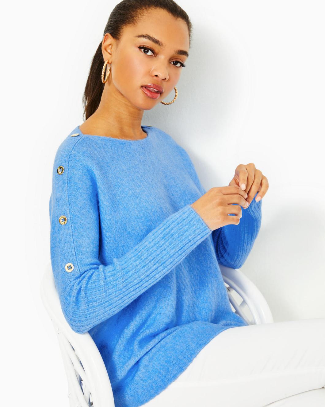 Lilly Pulitzer Arna Pullover Sweater Heathered Abaco Blue | Women Tops