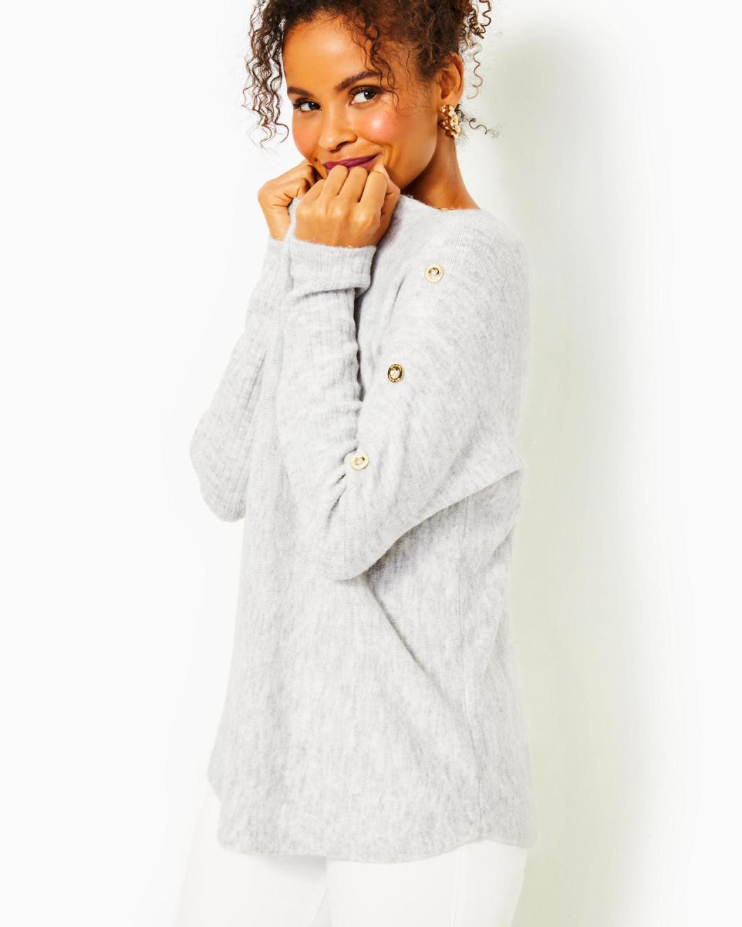 Lilly Pulitzer Arna Pullover Sweater Heathered Seaside Grey | Women Tops