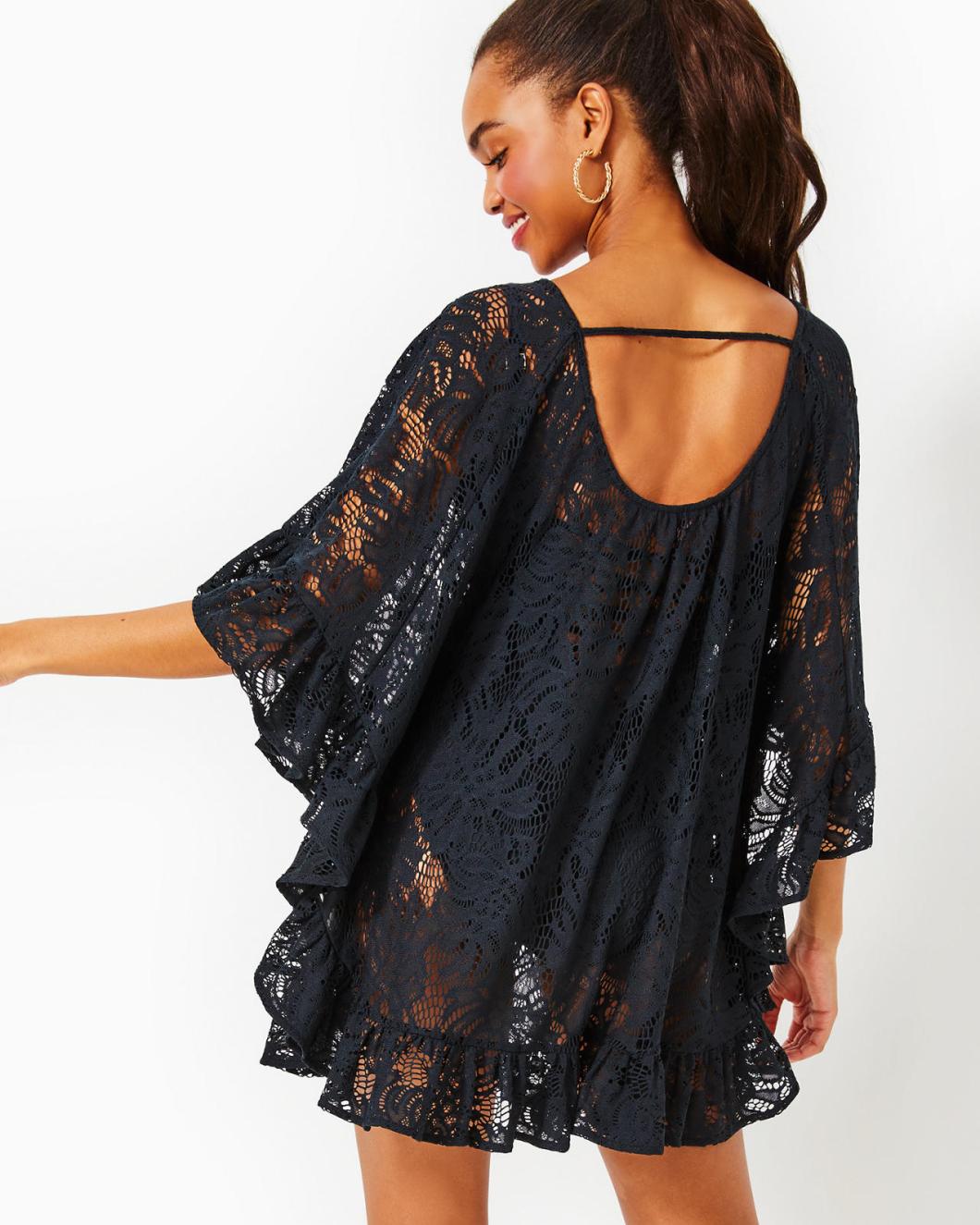 Lilly Pulitzer Atley Ruffle Cover-Up Onyx Paradise Found Lace | Women Cover-Ups