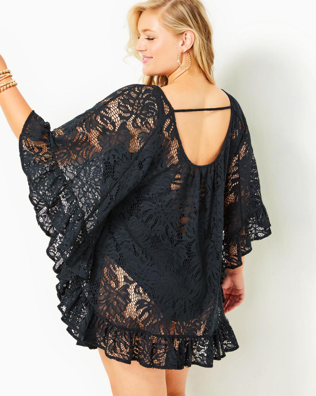 Lilly Pulitzer Atley Ruffle Cover-Up Onyx Paradise Found Lace | Women Cover-Ups