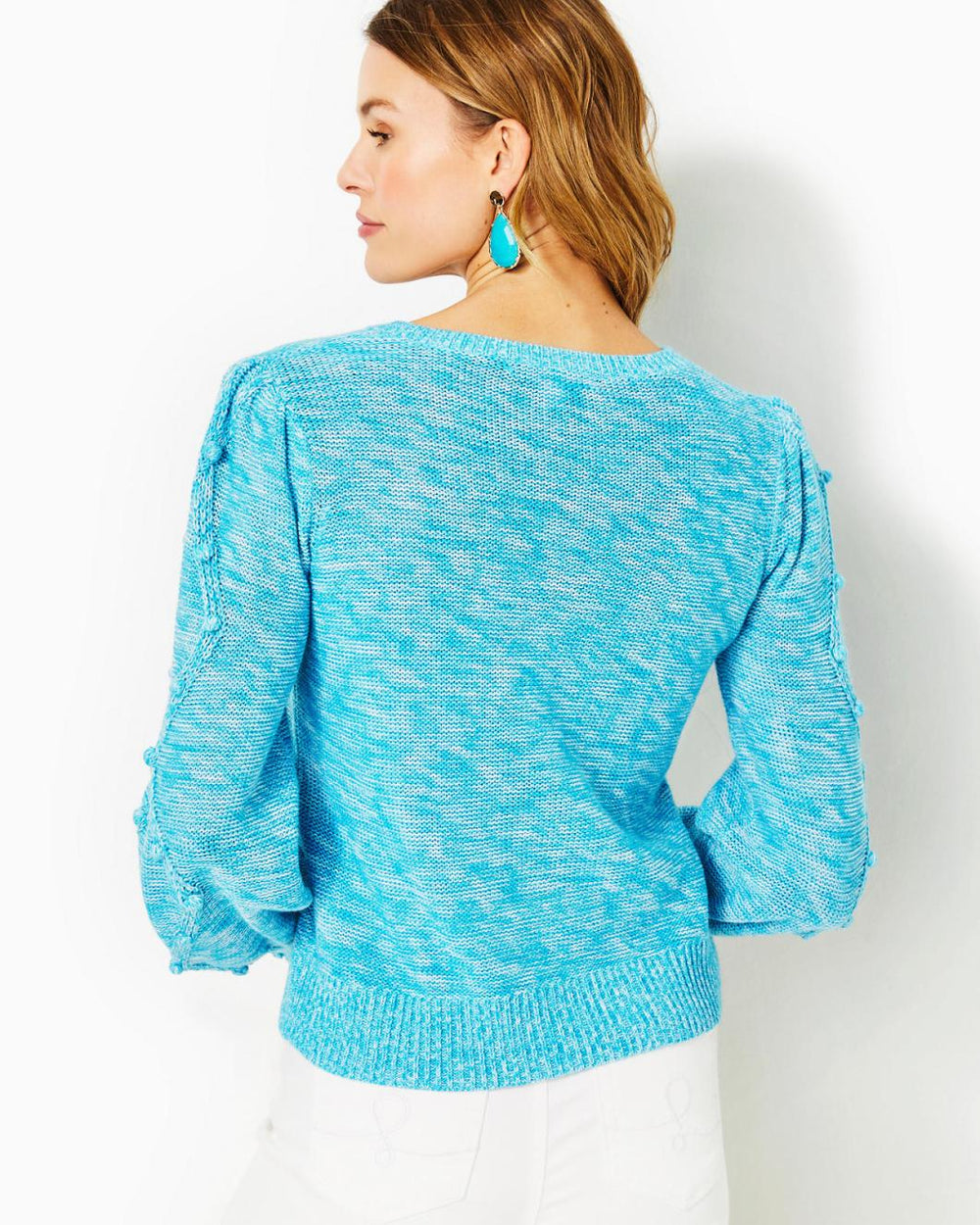 Lilly Pulitzer Attie Crewneck Sweater Aqua Palma Marl | Women Tops
