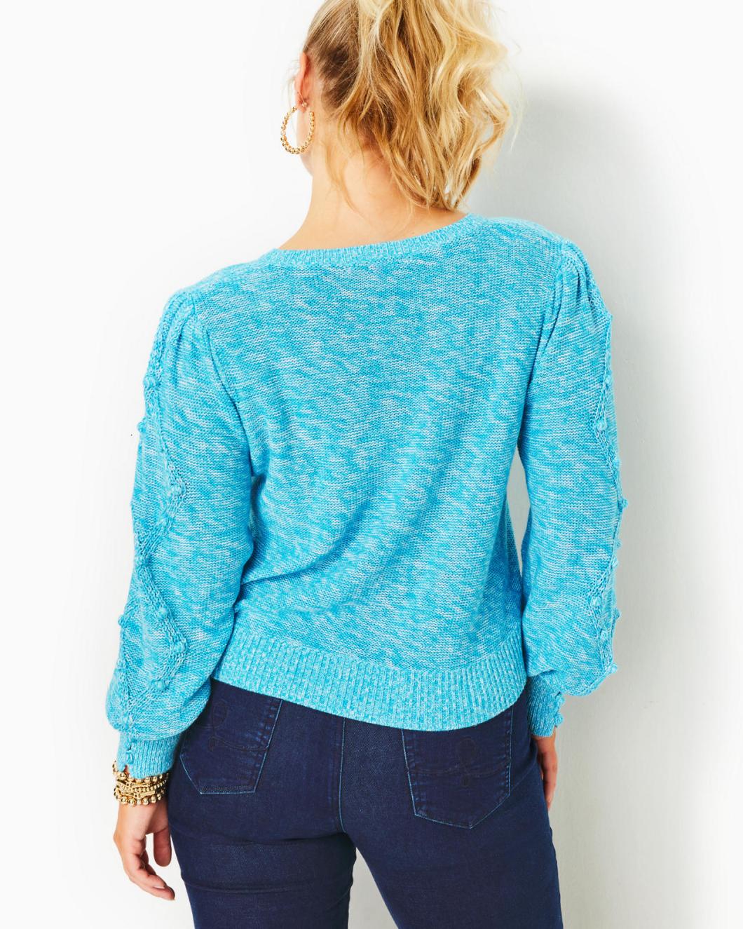 Lilly Pulitzer Attie Crewneck Sweater Aqua Palma Marl | Women Tops