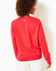 Lilly Pulitzer Ballad Cotton Sweatshirt Amaryllis Red Cheers Graphic | Women Tops