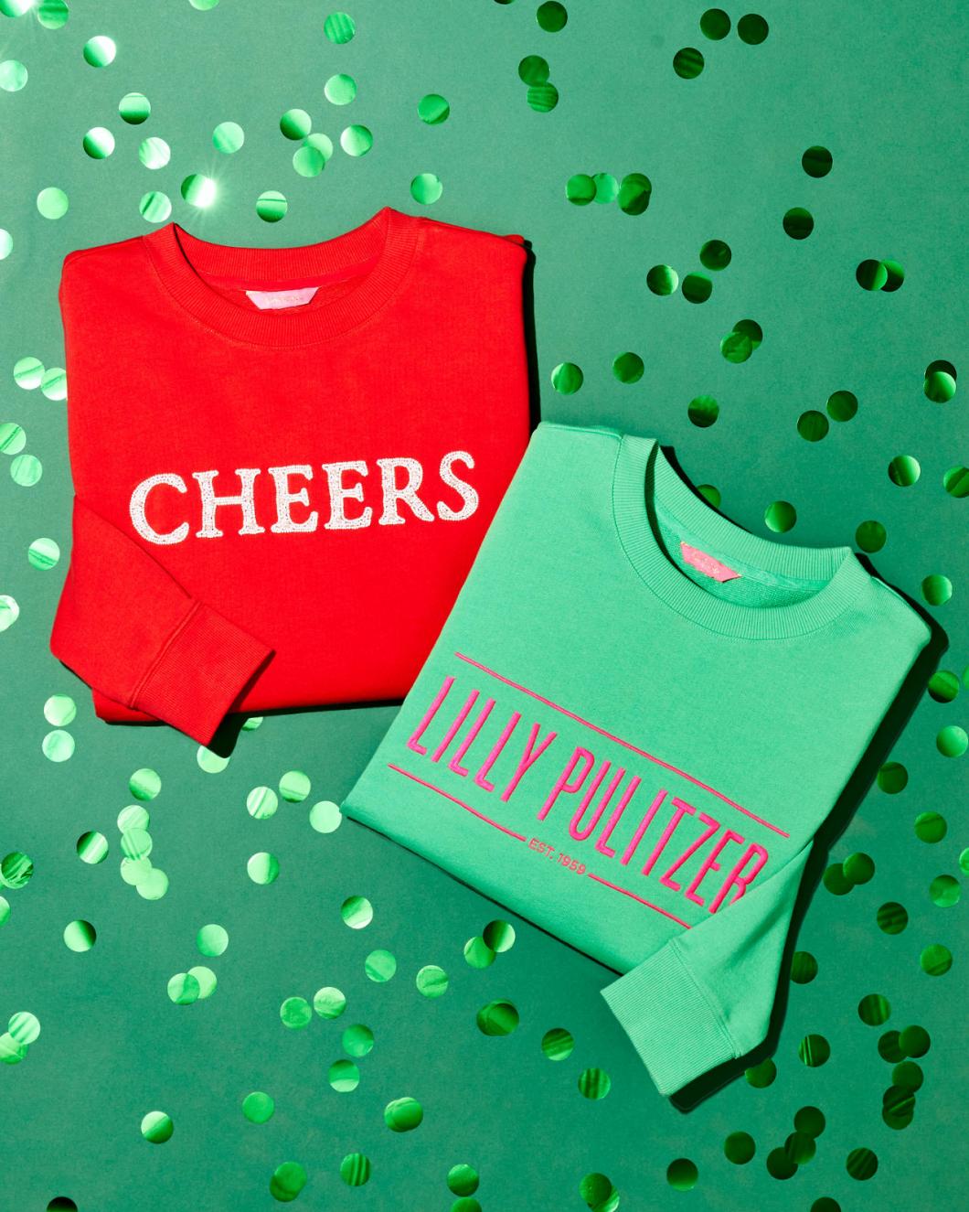 Lilly Pulitzer Ballad Cotton Sweatshirt Amaryllis Red Cheers Graphic | Women Tops