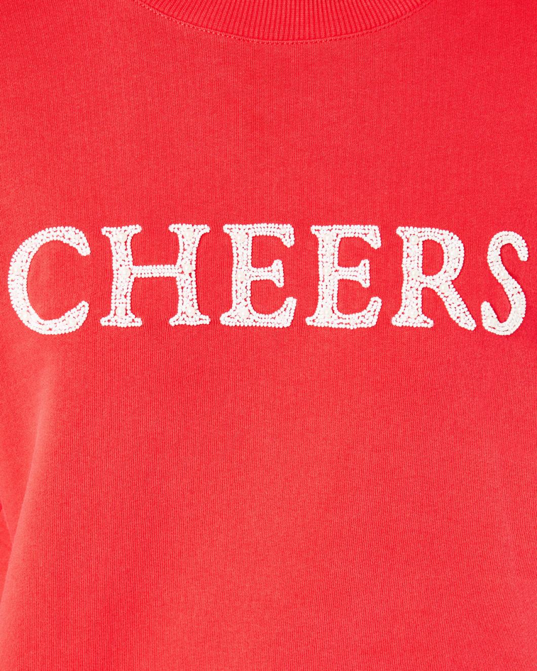 Lilly Pulitzer Ballad Cotton Sweatshirt Amaryllis Red Cheers Graphic | Women Tops