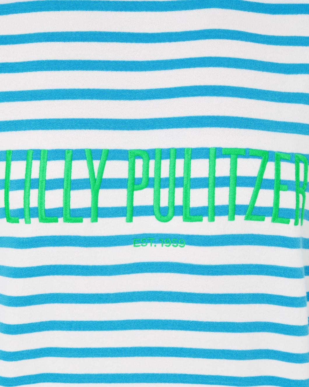 Lilly Pulitzer Ballad Cotton Sweatshirt Lunar Blue Striped Lilly Pulitzer Embroidered Sweat | Women Tops