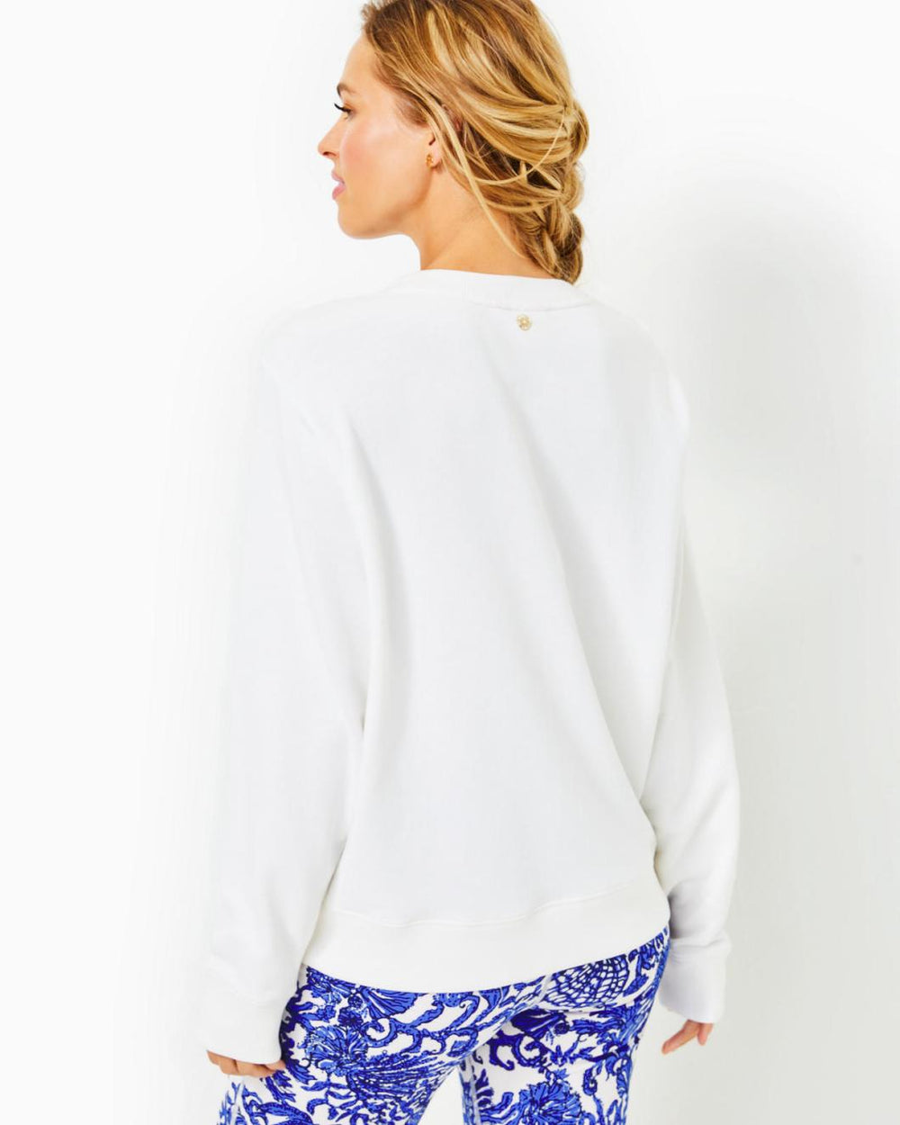 Lilly Pulitzer Ballad Cotton Sweatshirt Resort White On Vacay Embellished Graphic | Women Tops