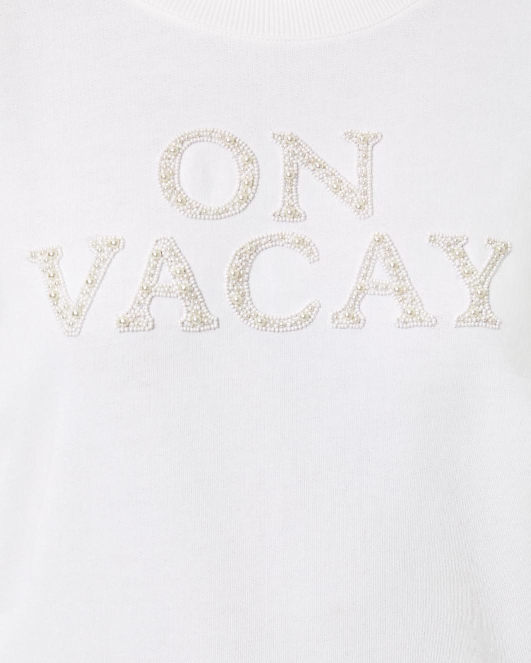 Lilly Pulitzer Ballad Cotton Sweatshirt Resort White On Vacay Embellished Graphic | Women Tops