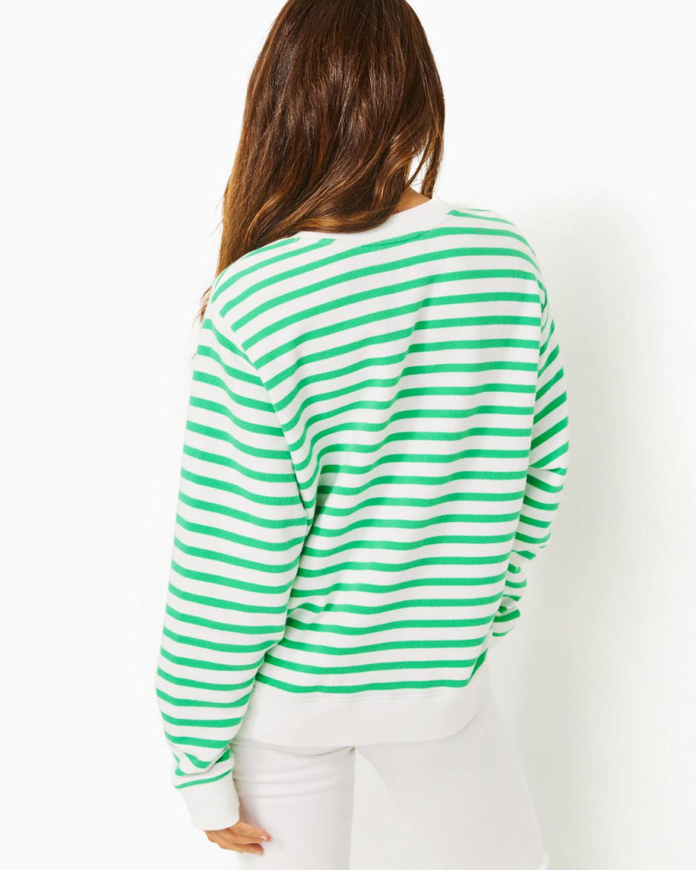 Lilly Pulitzer Ballad Cotton Sweatshirt Spearmint Striped Lilly Pulitzer Embroidered Sweat | Women Tops