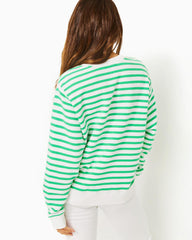 Lilly Pulitzer Ballad Cotton Sweatshirt Spearmint Striped Lilly Pulitzer Embroidered Sweat | Women Tops
