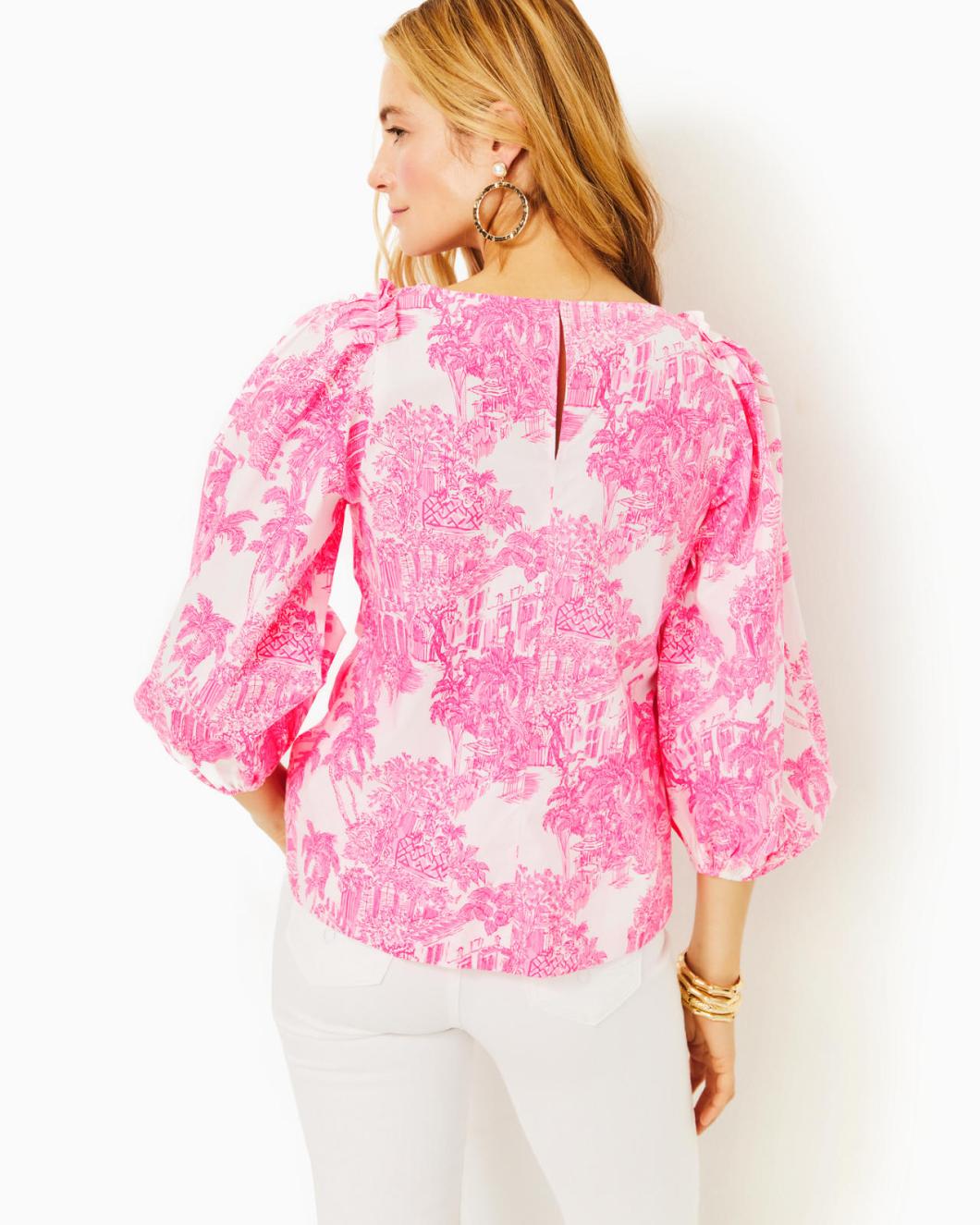 Lilly Pulitzer Barbara Cotton Top Resort White Pb Anniversary Toile | Women Tops