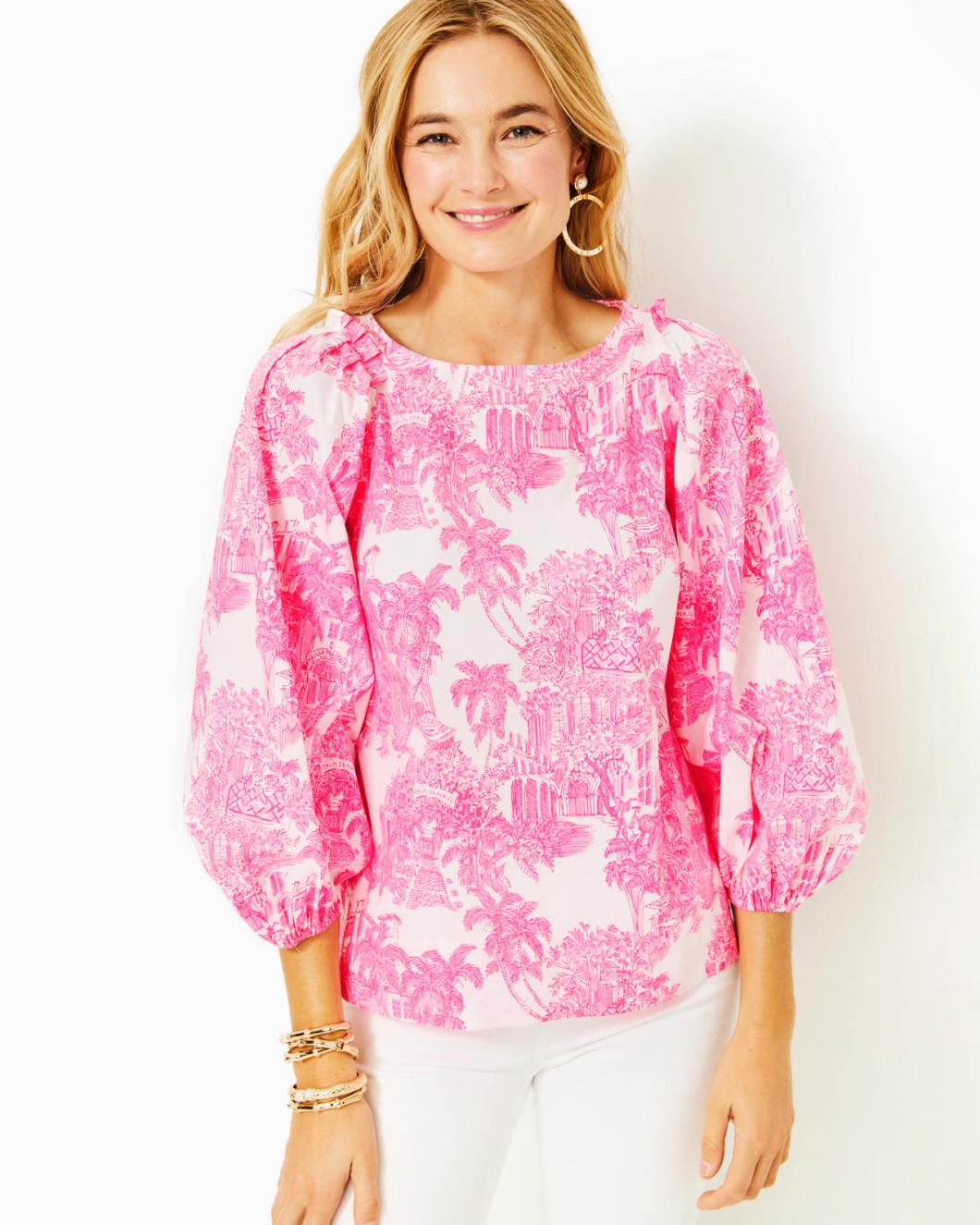 Lilly Pulitzer Barbara Cotton Top Resort White Pb Anniversary Toile | Women Tops