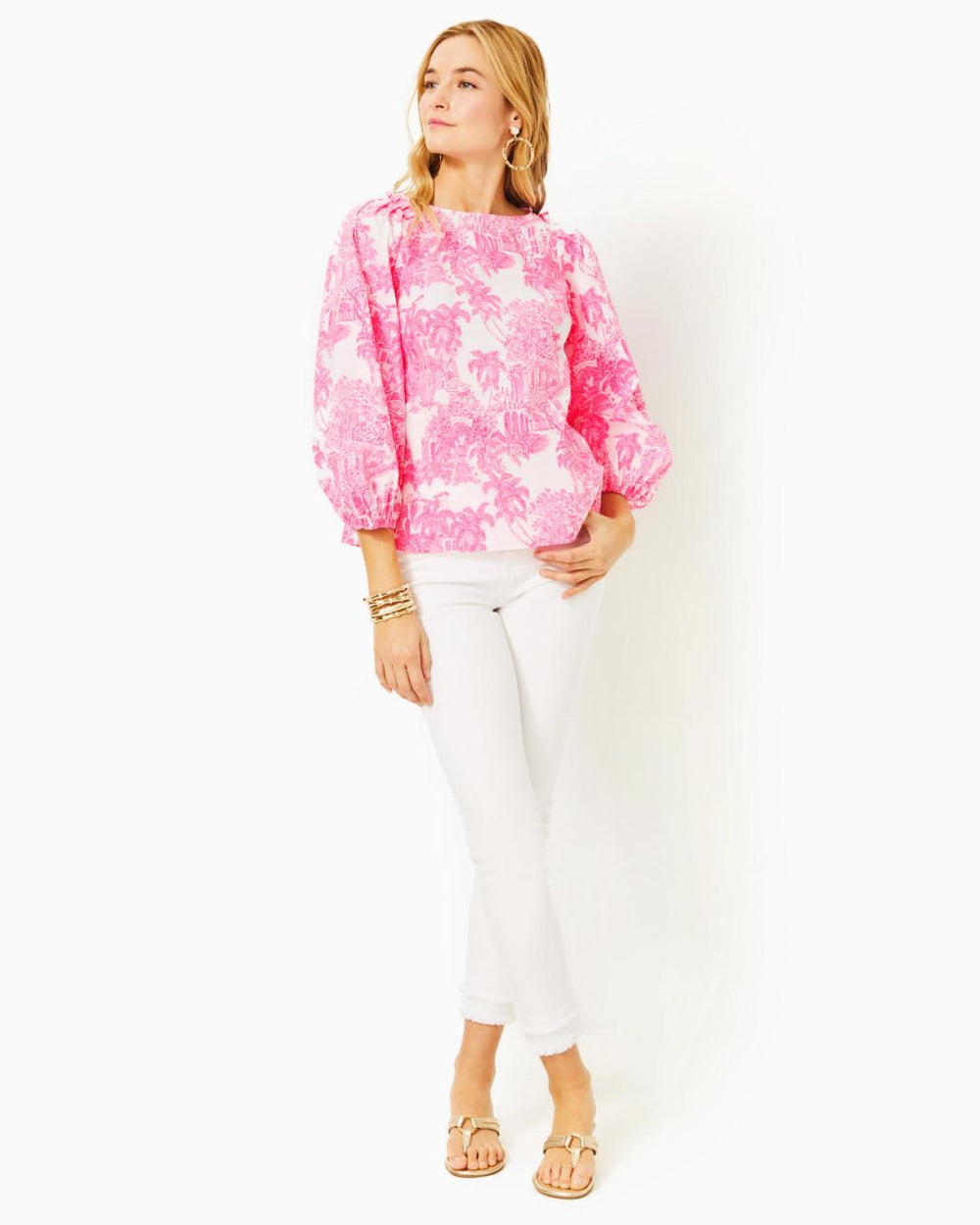 Lilly Pulitzer Barbara Cotton Top Resort White Pb Anniversary Toile | Women Tops