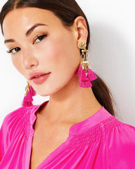 Lilly Pulitzer Boho Safari Chandelier Earrings Pink Palms | Women Jewelry