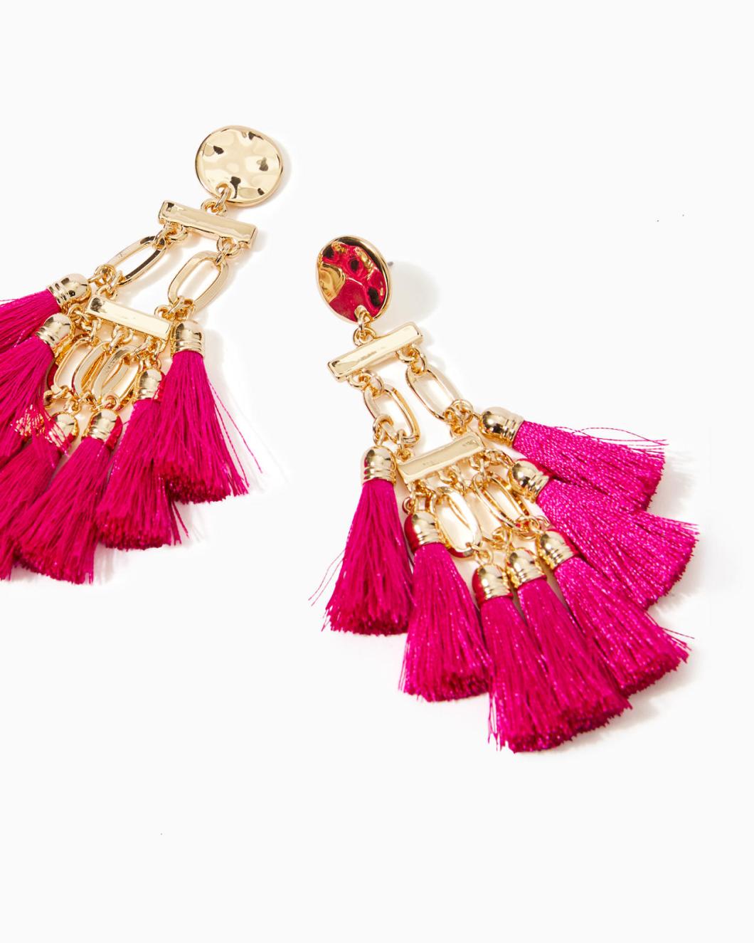 Lilly Pulitzer Boho Safari Chandelier Earrings Pink Palms | Women Jewelry