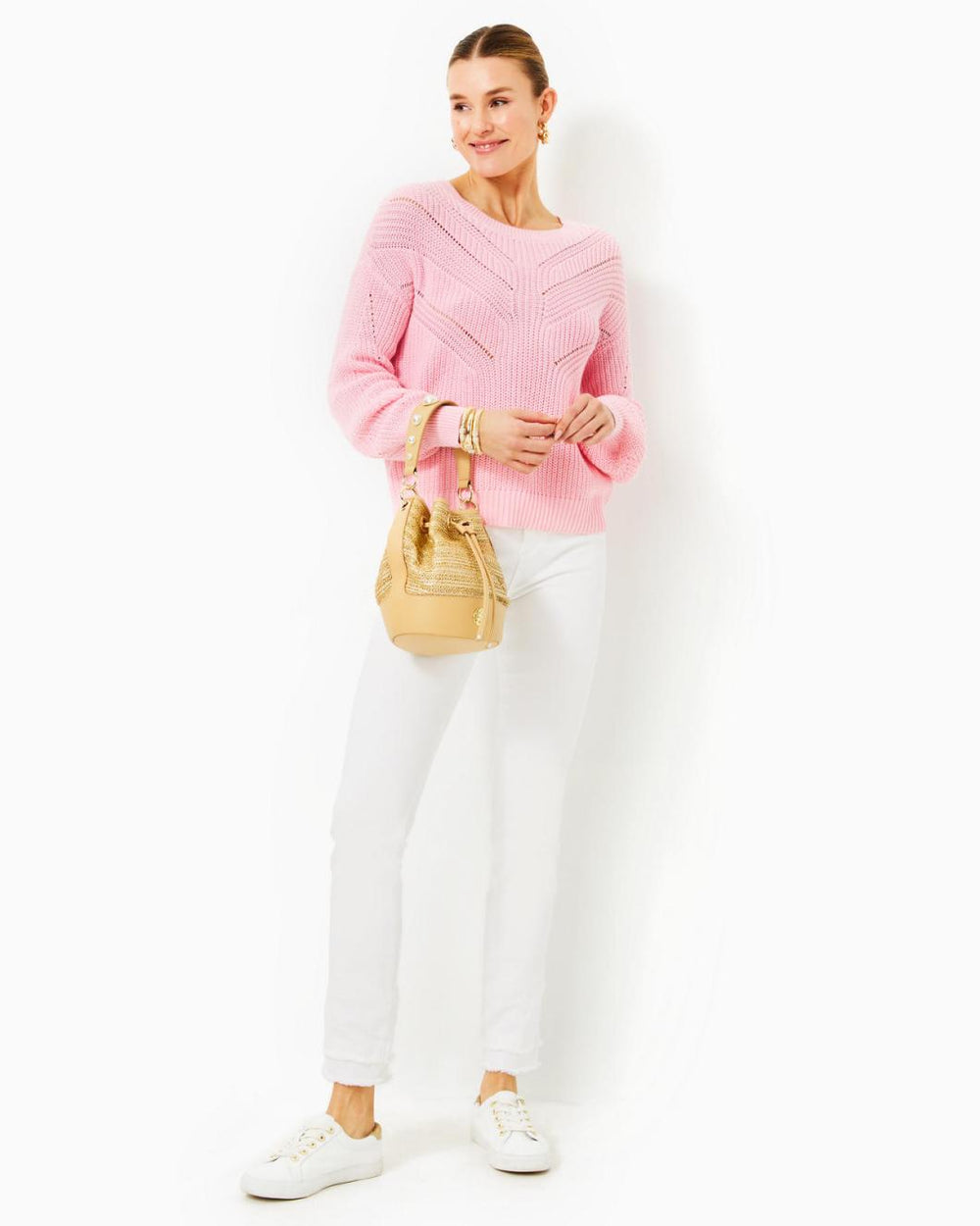 Lilly Pulitzer Bristow Cotton Sweater Conch Shell Pink | Women Tops