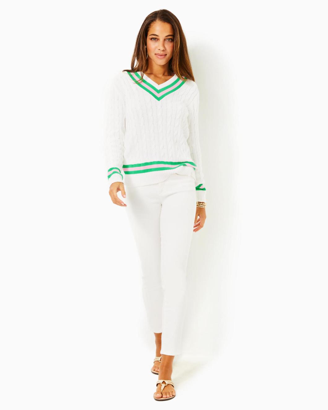 Lilly Pulitzer Brockton Cotton Sweater Resort White | Women Tops
