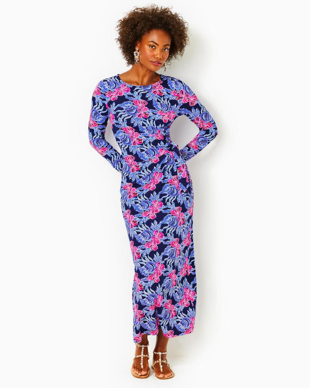 Lilly Pulitzer Bryson Maxi Dress Low Tide Navy Its Ofishell | Women Fitted Dresses