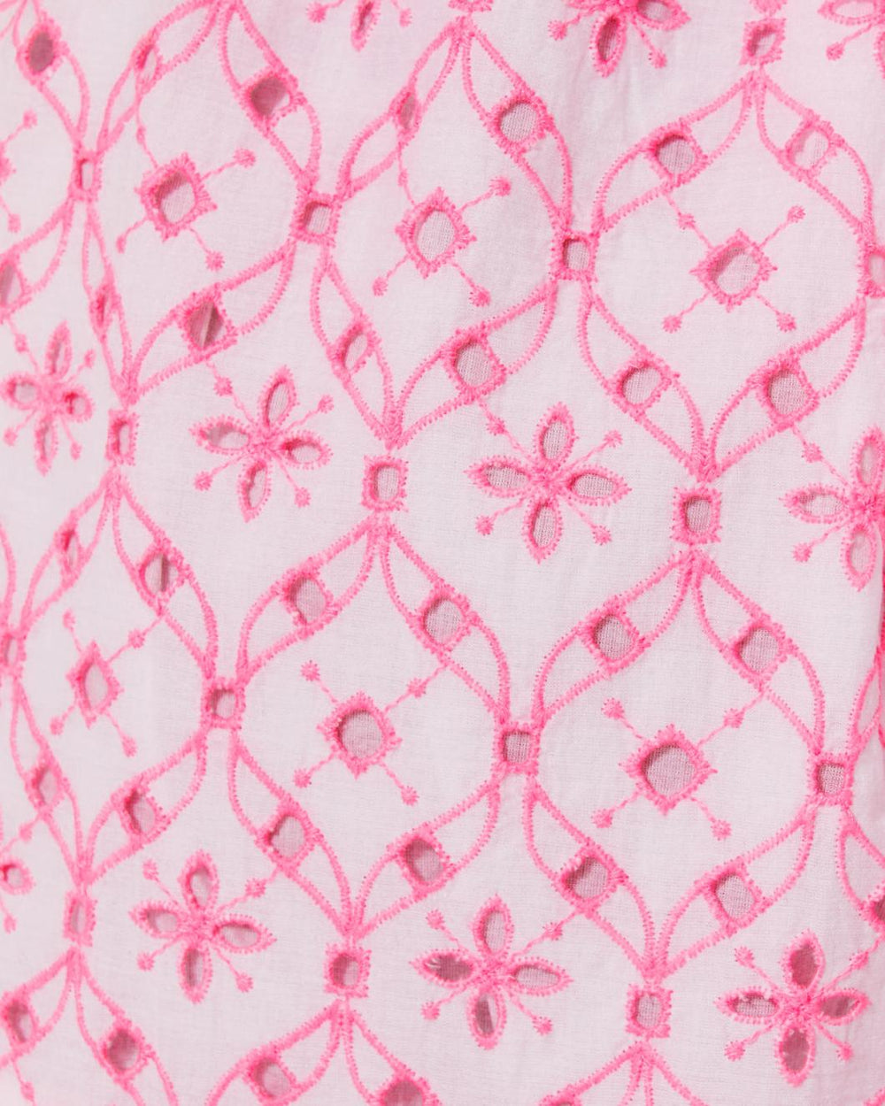 Lilly Pulitzer Cartley Elbow Sleeve Eyelet Shirtdress Resort White X Havana Pink Flutter Eyelet | Women A-Line/Easy Dresses