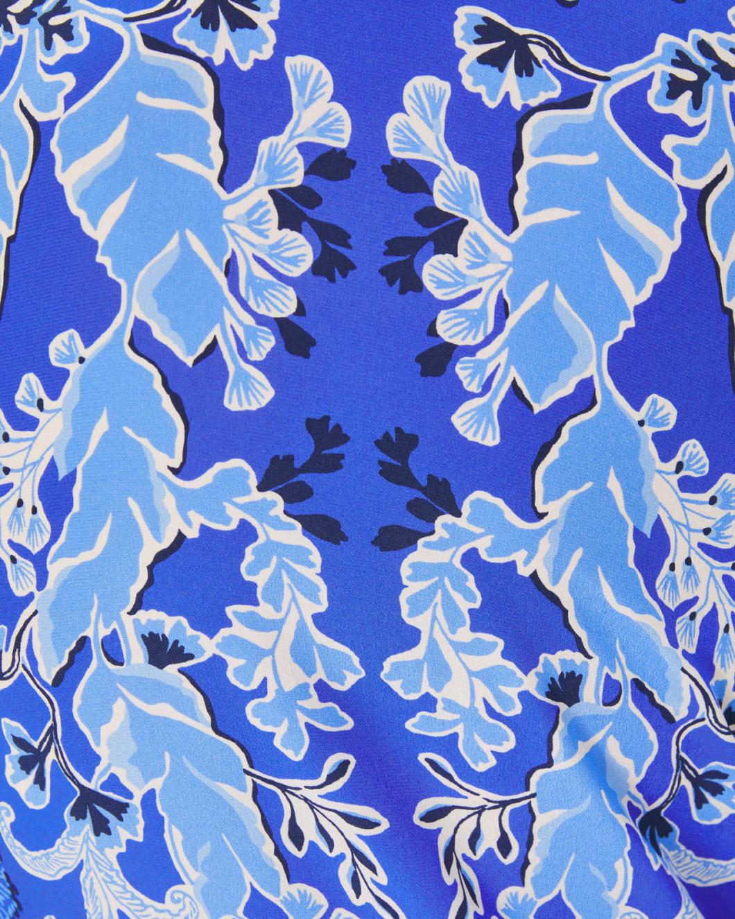 Lilly Pulitzer Cinzia Silk Caftan Alba Blue Baja Cove Engineered Woven Dress | Women A-Line/Easy Dresses