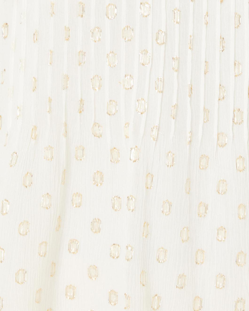 Lilly Pulitzer Cleme Long Sleeve Top Coconut Viscose Metallic Clip Dot | Women Tops